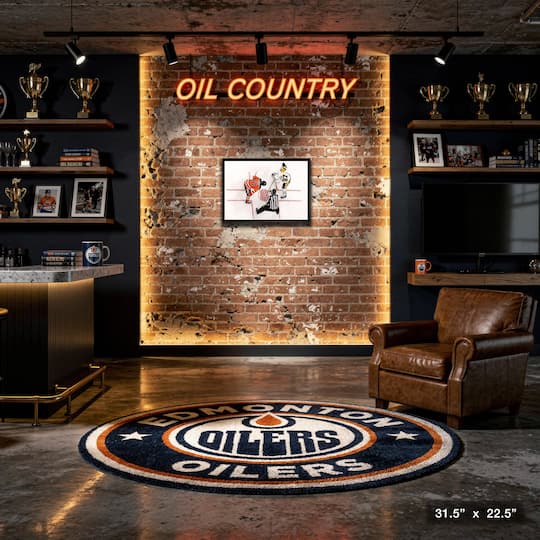Connor McDavid and Sidney Crosby Framed 20" x 29" Overhead Face-off Canvas 31.5" x 22.5"
